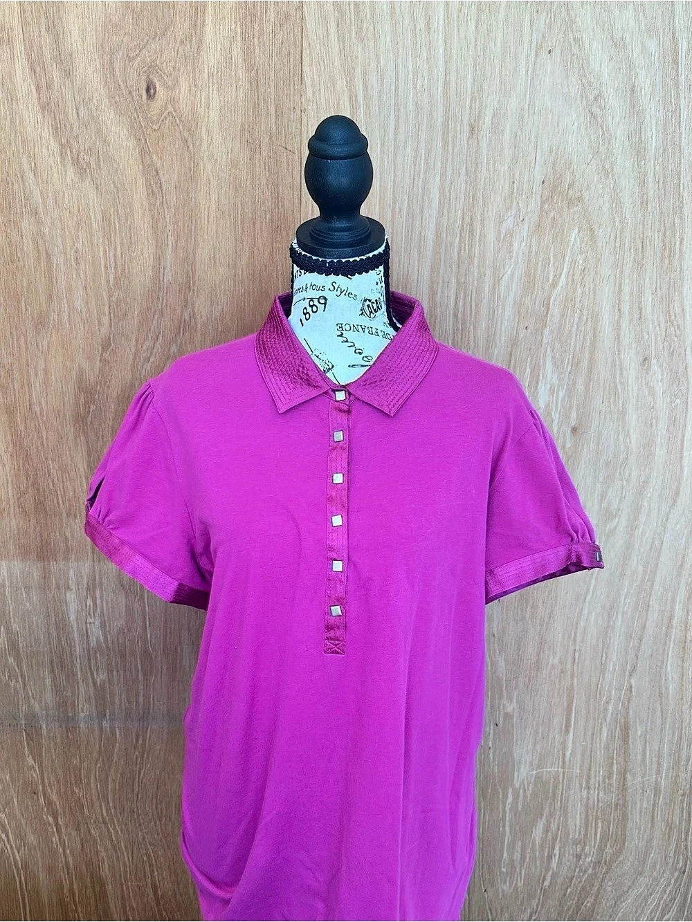 Style&Co. Pink Collared Tunic Satun Trim Top Size XL Like New
